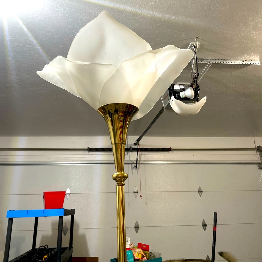 Vintage1970s  Style Acrylic Flower Brass Floor Lamp